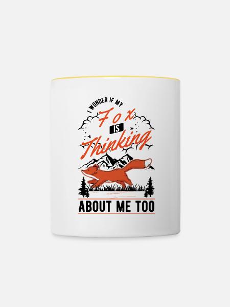 Fuchs Geschenk Rotfuchs - Tasse zweifarbig - Weiß/Gelb