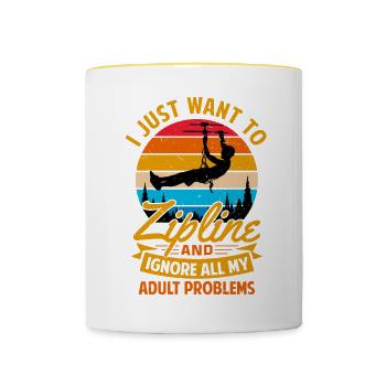 Tyrolienne, Sports extrêmes, À thème, Unique - Mug contrasté - blanc/jaune - Devant