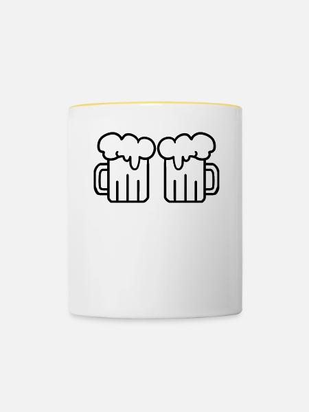 Bier - Tasse zweifarbig - Weiß/Gelb