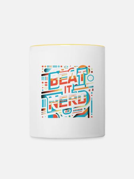 Beat it Nerd 11 - Tasse zweifarbig - Weiß/Gelb