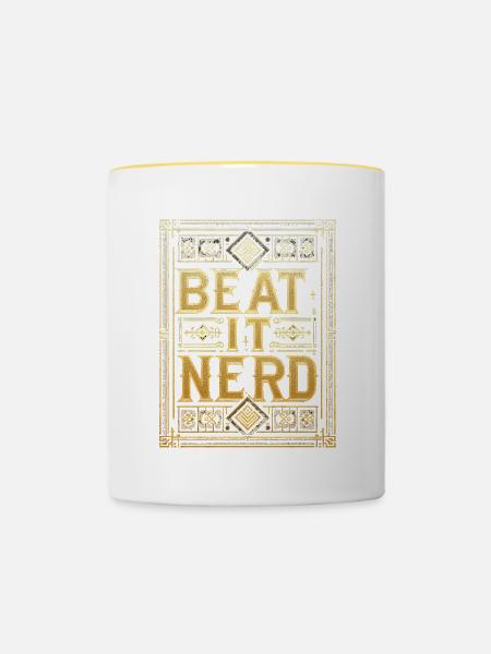 Beat it Nerd 13 - Tasse zweifarbig - Weiß/Gelb