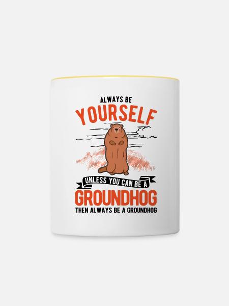 Murmeltier Groundhog Waldmurmeltier - Tasse zweifarbig - Weiß/Gelb