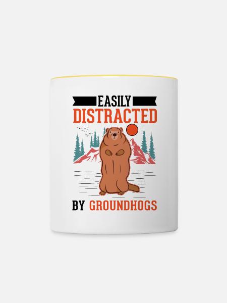 Murmeltier Groundhog Waldmurmeltier - Tasse zweifarbig - Weiß/Gelb