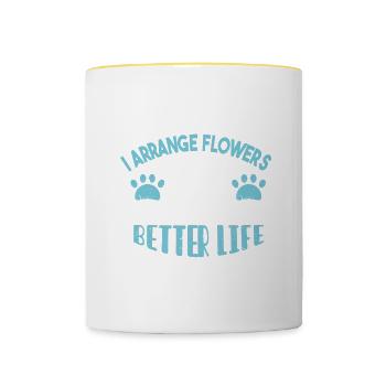 Designer floral Fleuriste Fleuriste Fleuriste - Mug contrasté - blanc/jaune - Devant