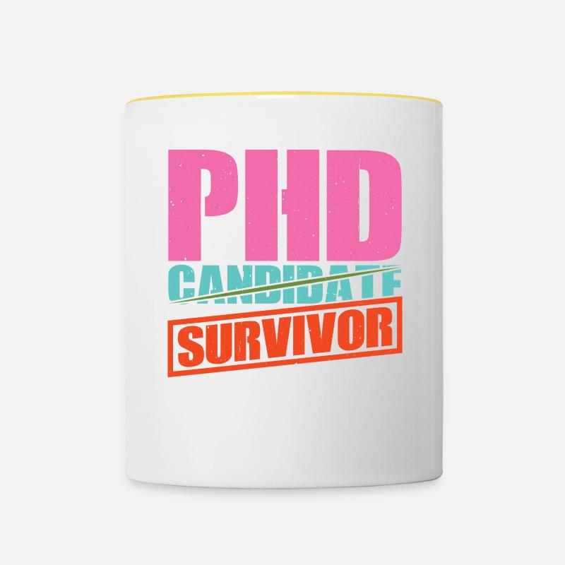 Phd Candidate Survivor 13 - Tasse zweifarbig - Weiß/Gelb