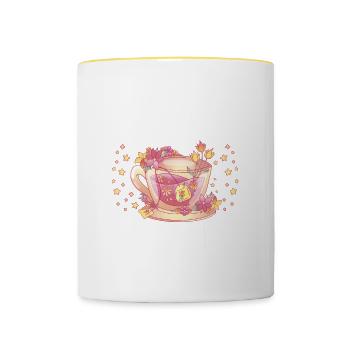 Designer floral Fleuriste Fleuriste Fleuriste - Mug contrasté - blanc/jaune - Devant