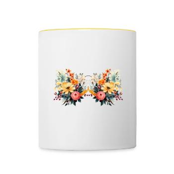 Designer floral Fleuriste Fleuriste Fleuriste - Mug contrasté - blanc/jaune - Devant
