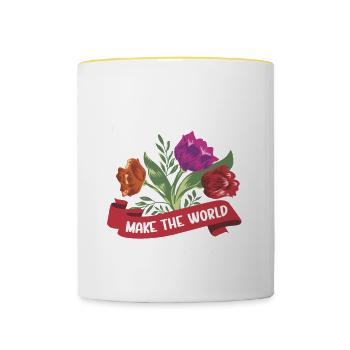 Designer floral Fleuriste Fleuriste Fleuriste - Mug contrasté - blanc/jaune - Devant