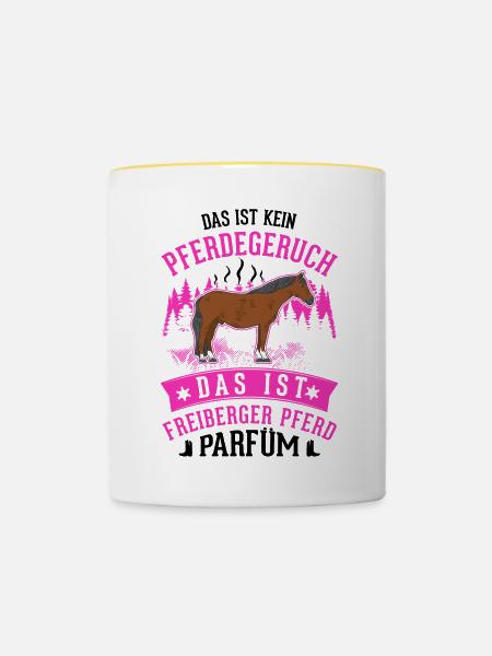 Freiberger Pferd Parfüm - Tasse zweifarbig - Weiß/Gelb