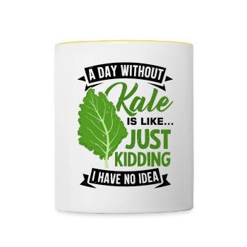Kale Vegetarian Veganism - Contrasting Mug - white/yellow - Front