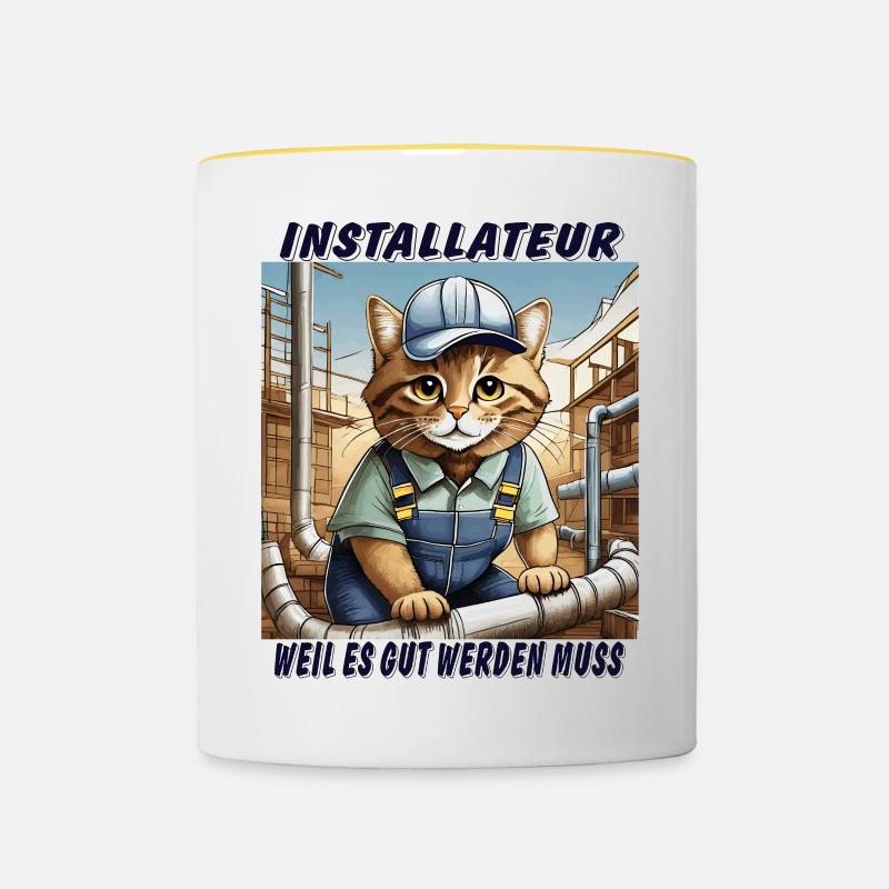 CAT INSTALLER - Contrasting Mug - white/yellow