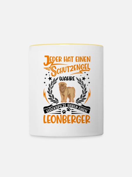 Leonberger Schutzengel - Tasse zweifarbig - Weiß/Gelb