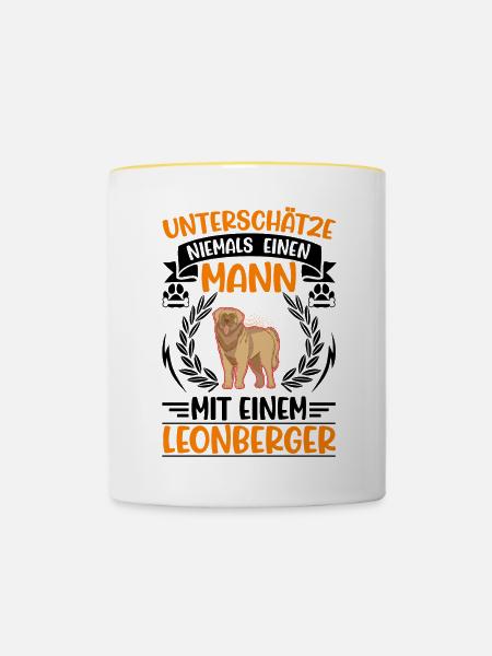 Leonberger Mann - Tasse zweifarbig - Weiß/Gelb