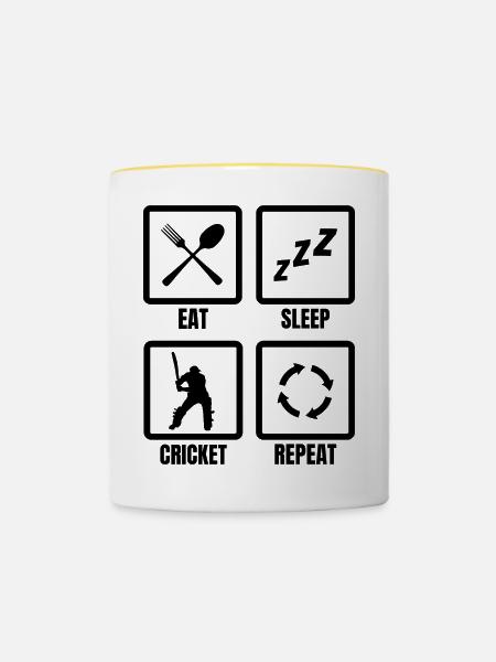 Kricket Routine - Tasse zweifarbig - Weiß/Gelb