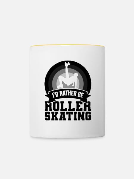 Ich liebe Rollschuhe - Tasse zweifarbig - Weiß/Gelb