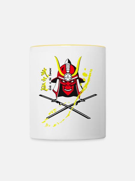 Samuraihelm Kabuto 6 - Tasse zweifarbig - Weiß/Gelb