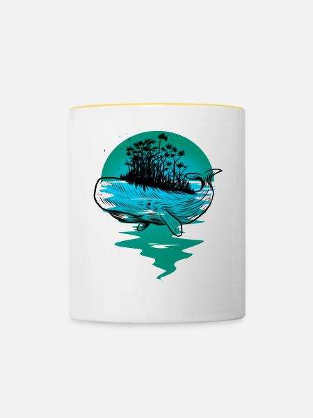 Wal Fisch Ozean Meeressäuger - Tasse zweifarbig - Weiß/Gelb