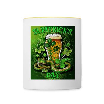 JOUR DE LA SAINT-PATRICK SERPENT BIÈRE TRÈFLE - Mug contrasté - blanc/jaune - Devant