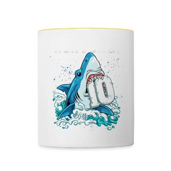 10th Birthday Shark - Contrasting Mug - white/yellow - Front