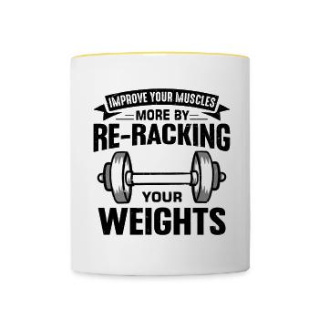 Gym Etiquette und Hygiene Leitfaden - Tasse zweifarbig - Weiß/Gelb - Vorne