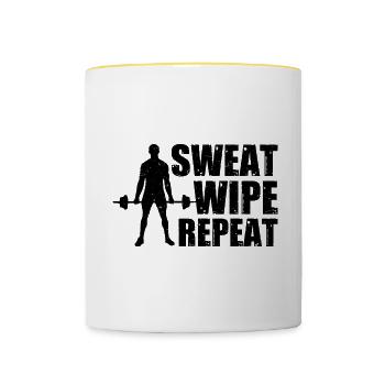 Gym Etiquette und Hygiene Leitfaden - Tasse zweifarbig - Weiß/Gelb - Vorne