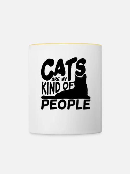 Katzenliebhaber Witz - Tasse zweifarbig - Weiß/Gelb