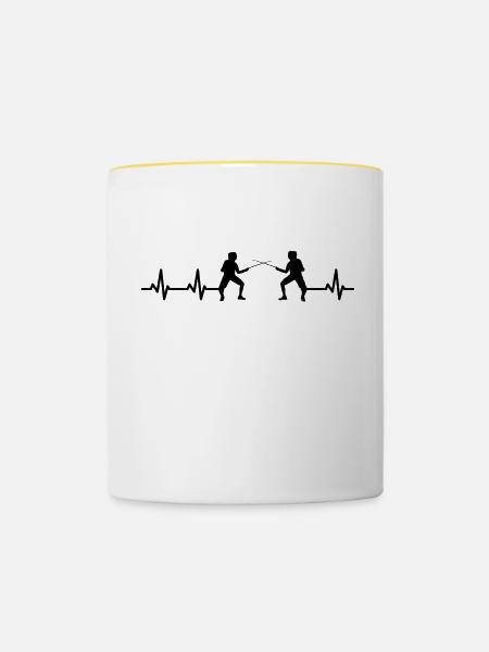 Fechter Herzlinie - Tasse zweifarbig - Weiß/Gelb
