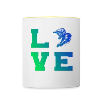 Cyclisme Cyclistes Cyclisme VTT - Mug contrasté - blanc/jaune - Devant