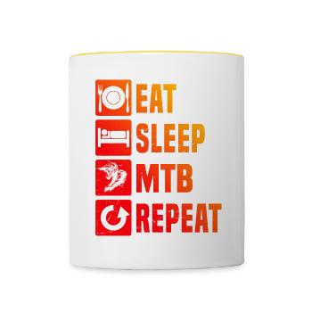 Radfahren Mountainbiker Radsport MTB Radfahrer - Tasse zweifarbig - Weiß/Gelb - Vorne