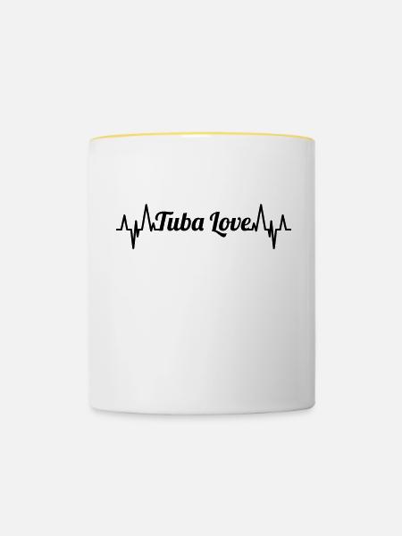 Tuba Liebe Pulsschlag - Tasse zweifarbig - Weiß/Gelb