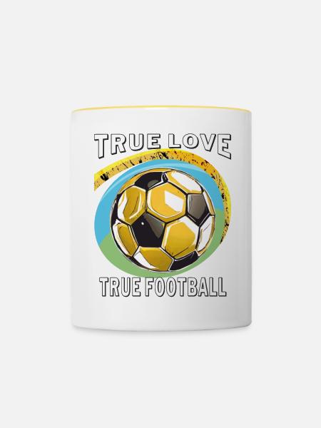 TRUE LOVE TRUE FOOTBALL - Tasse zweifarbig - Weiß/Gelb