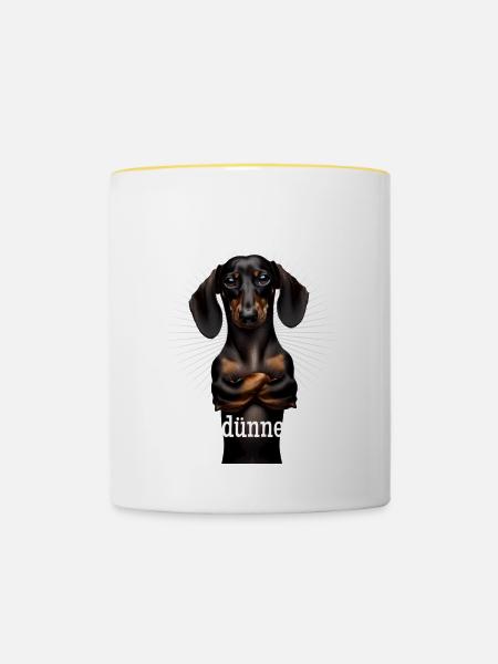 Guten Morgen? Ganz dünnes Eis! - Dackel - Tasse zweifarbig - Weiß/Gelb
