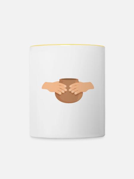 Keramikkünstler Ton Töpfern - Tasse zweifarbig - Weiß/Gelb
