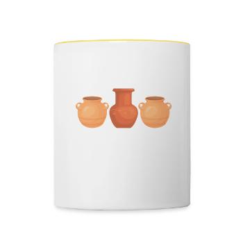 Ceramic Artist Clay Pottery - Contrasting Mug - white/yellow - Front