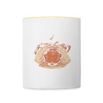 Ceramic Artist Clay Pottery - Contrasting Mug - white/yellow - Front