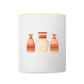 Artiste céramiste poterie d’argile - Mug contrasté - blanc/jaune - Devant