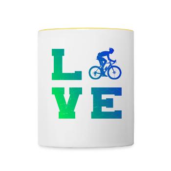 Vélo de route Vélo de route Vélo de route Cyclisme de route Hommes - Mug contrasté - blanc/jaune - Devant