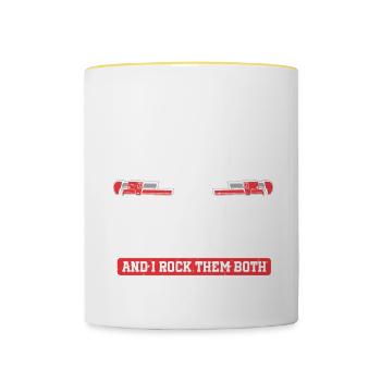 Plumber Men Father Husband Plumber - Contrasting Mug - white/yellow - Front