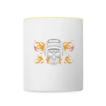 Soudage à la soudeuse - Mug contrasté - blanc/jaune - Devant