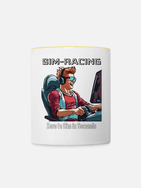 SIM RACING Zero to Sim - Tasse zweifarbig - Weiß/Gelb