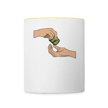 Taxpayer tax office pay tax - Contrasting Mug - white/yellow - Front