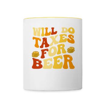 Le bureau des impôts des contribuables paie des impôts - Mug contrasté - blanc/jaune - Devant