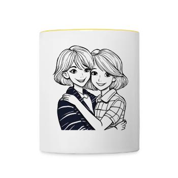 SCHWESTERN - Tasse zweifarbig - Weiß/Gelb - Vorne