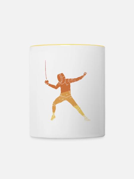 Fechtsport Schwert Fechter Trainer - Tasse zweifarbig - Weiß/Gelb