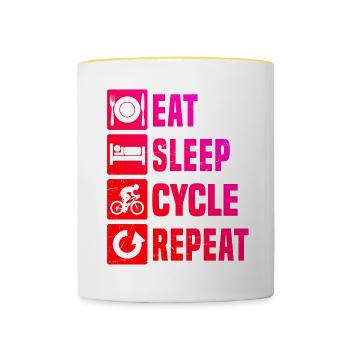 Vélo de route Femmes Cyclisme sur route Hommes Cyclistes sur route - Mug contrasté - blanc/jaune - Devant