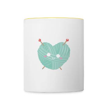 Knitting Crochet - Contrasting Mug - white/yellow - Front