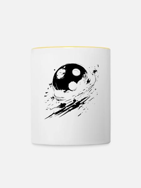 Bowlingkugel Skizze - Tasse zweifarbig - Weiß/Gelb