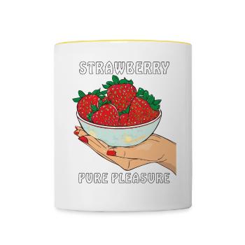 FRAISE PUR PLAISIR - Mug contrasté - blanc/jaune - Devant
