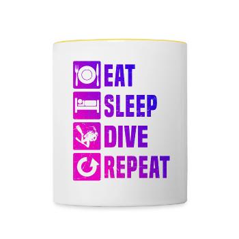 Free Dive Scuba Taucher Damen Taucher Tauchen - Tasse zweifarbig - Weiß/Gelb - Vorne