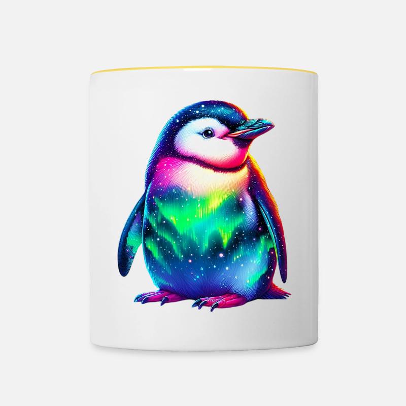 Aurora Borealis Penguin - Contrasting Mug - white/yellow